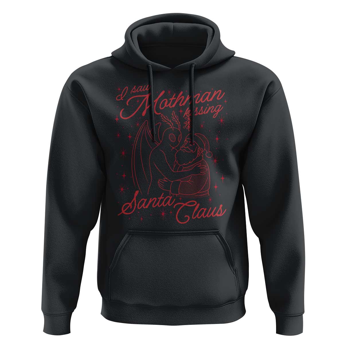 I Saw Mothman Kissing Santa Claus Hoodie Funny Cryptid Christmas Gag Gift - Wonder Print Shop