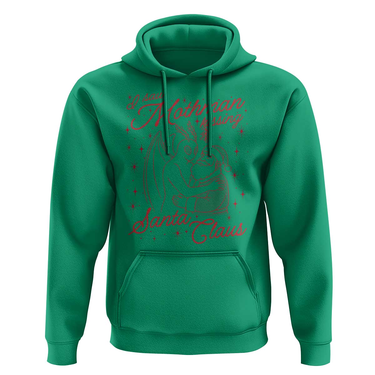 I Saw Mothman Kissing Santa Claus Hoodie Funny Cryptid Christmas Gag Gift - Wonder Print Shop
