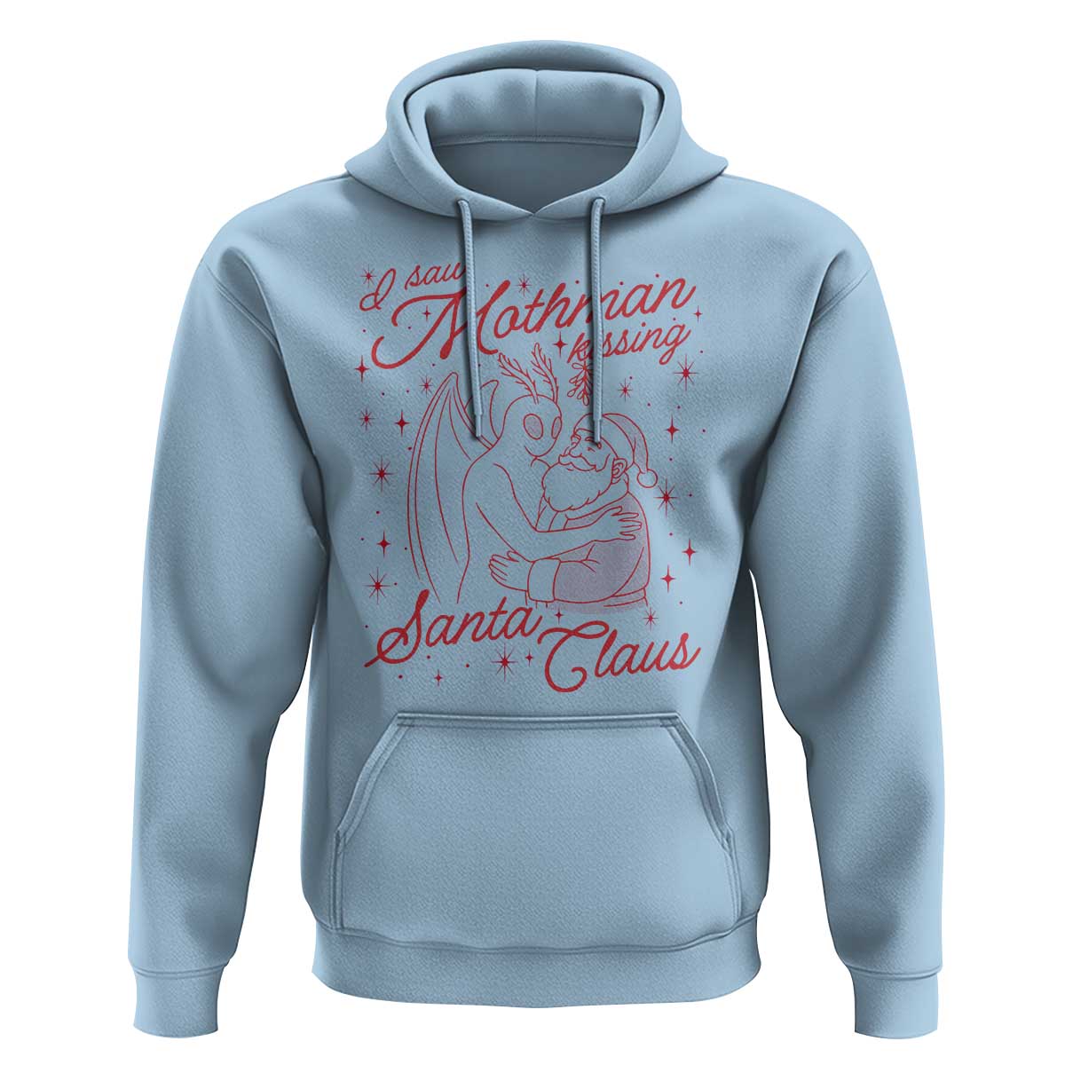 I Saw Mothman Kissing Santa Claus Hoodie Funny Cryptid Christmas Gag Gift - Wonder Print Shop