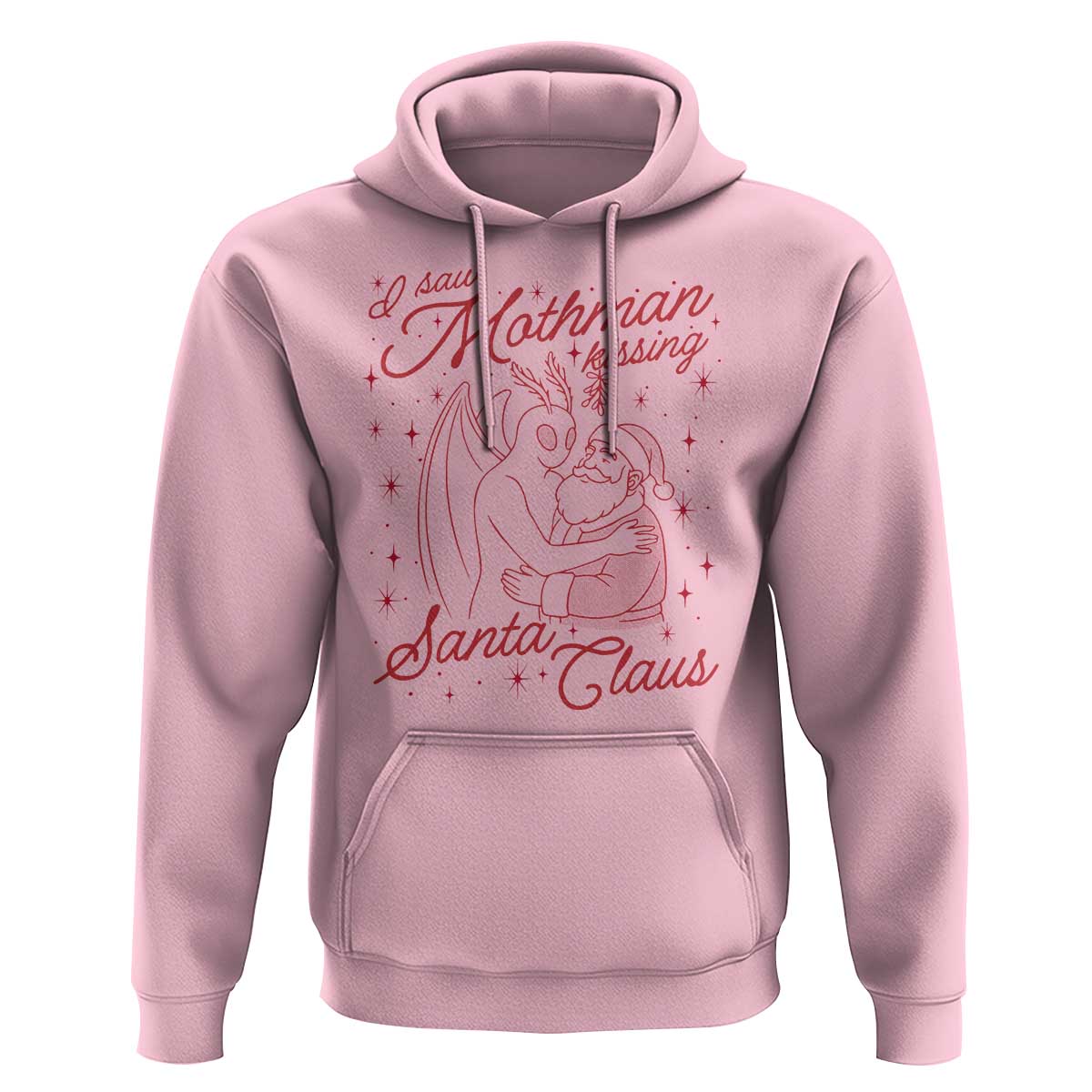I Saw Mothman Kissing Santa Claus Hoodie Funny Cryptid Christmas Gag Gift - Wonder Print Shop
