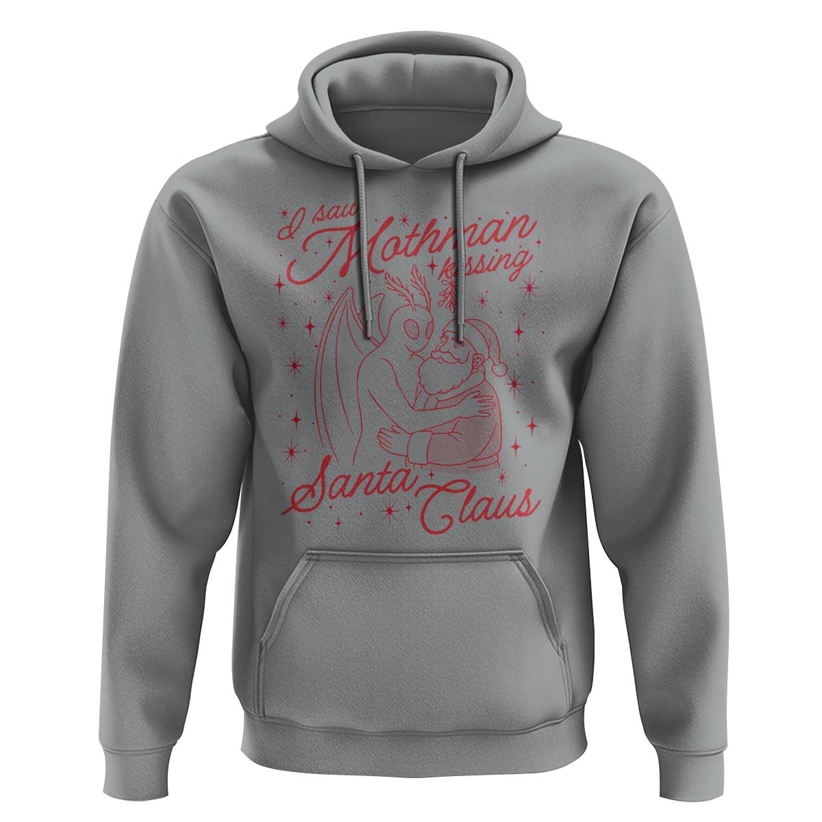 I Saw Mothman Kissing Santa Claus Hoodie Funny Cryptid Christmas Gag Gift - Wonder Print Shop