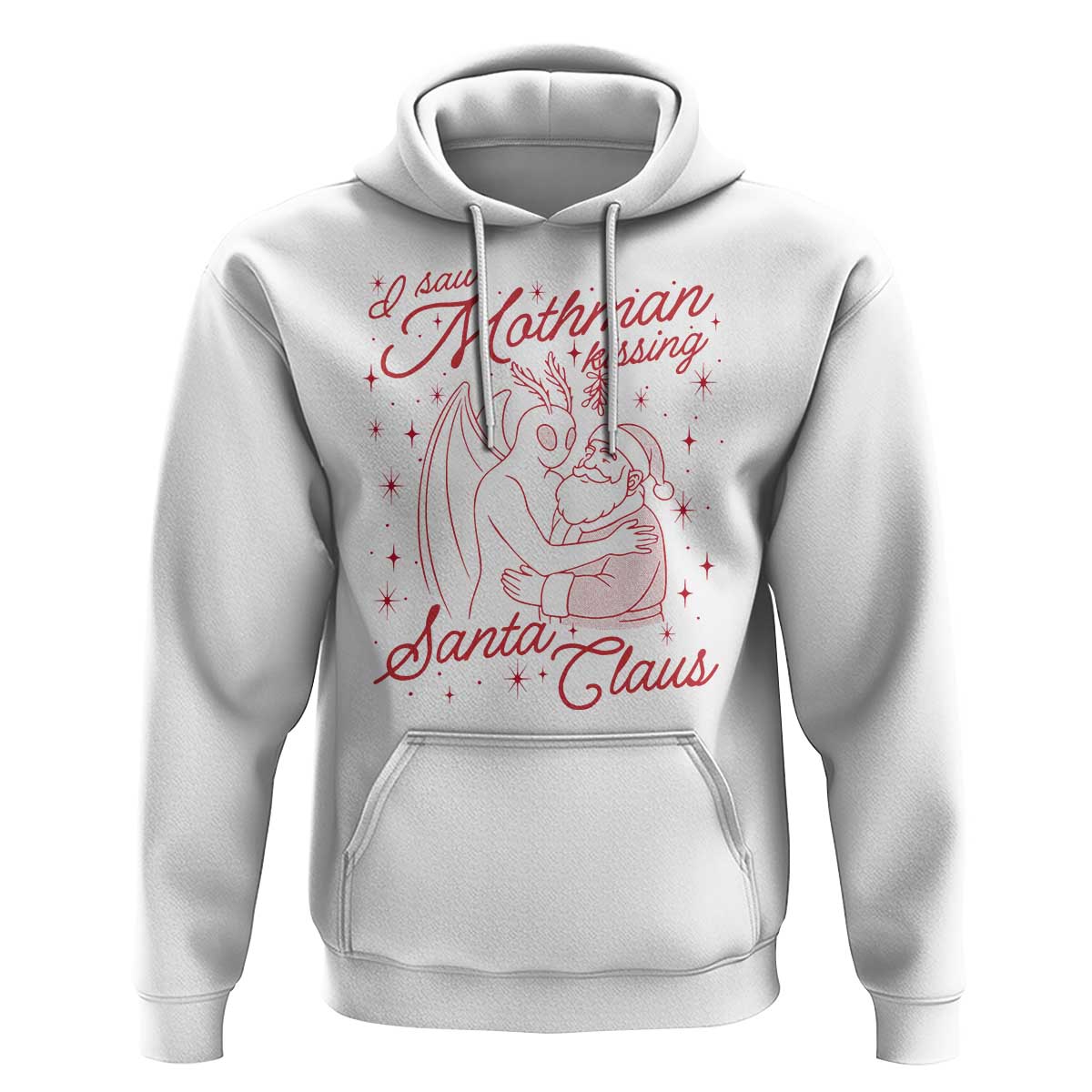I Saw Mothman Kissing Santa Claus Hoodie Funny Cryptid Christmas Gag Gift - Wonder Print Shop