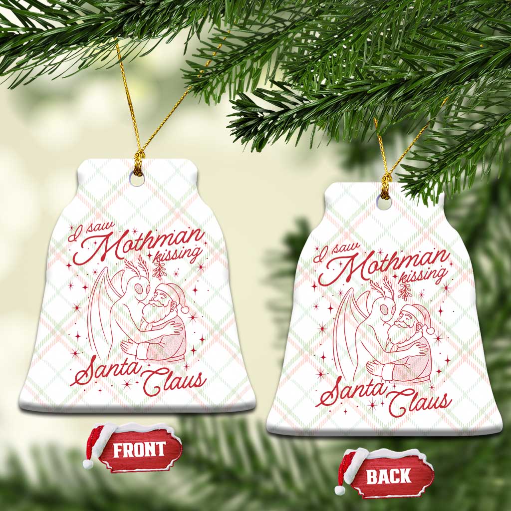 I Saw Mothman Kissing Santa Claus Ceramic Ornament Funny Cryptid Christmas Gag Gift - Wonder Print Shop