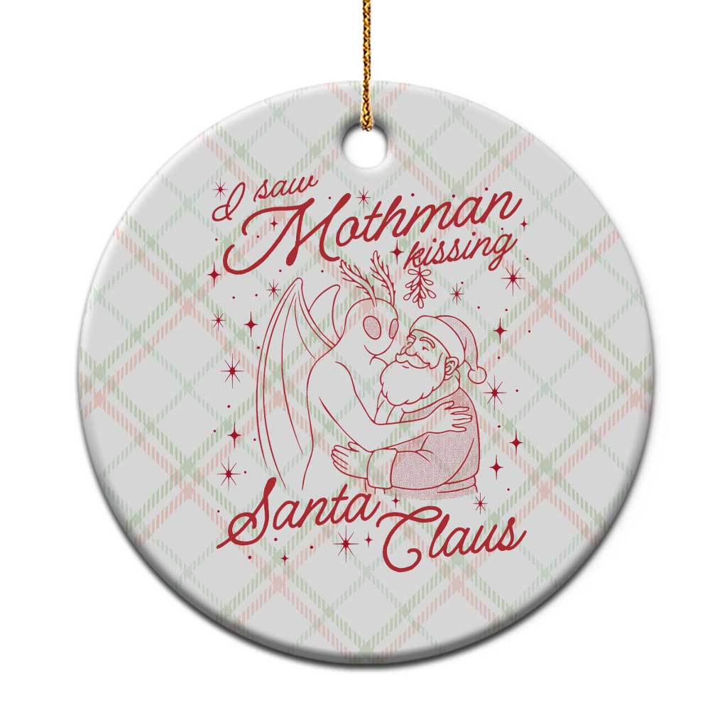 I Saw Mothman Kissing Santa Claus Ceramic Ornament Funny Cryptid Christmas Gag Gift - Wonder Print Shop