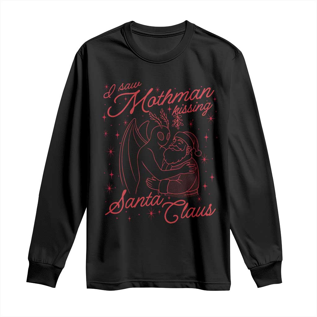 I Saw Mothman Kissing Santa Claus Long Sleeve Shirt Funny Cryptid Christmas Gag Gift - Wonder Print Shop