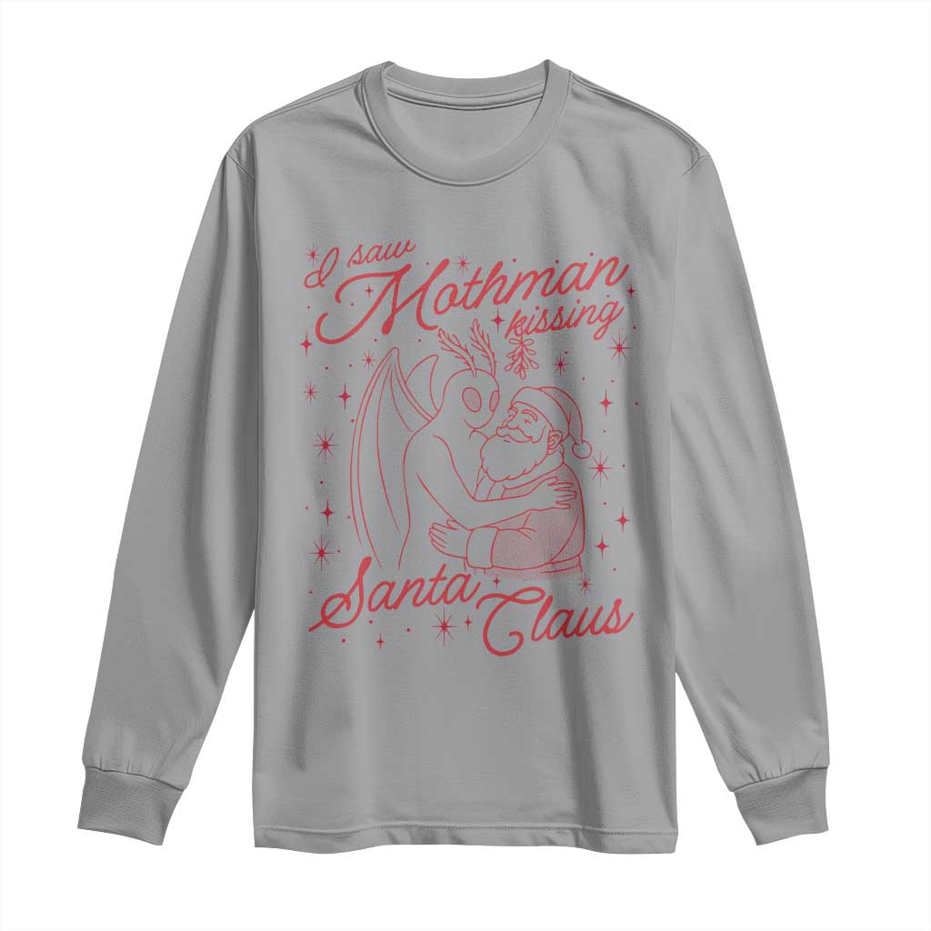 I Saw Mothman Kissing Santa Claus Long Sleeve Shirt Funny Cryptid Christmas Gag Gift - Wonder Print Shop