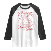 I Saw Mothman Kissing Santa Claus Raglan Shirt Funny Cryptid Christmas Gag Gift - Wonder Print Shop