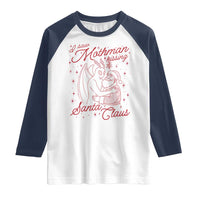 I Saw Mothman Kissing Santa Claus Raglan Shirt Funny Cryptid Christmas Gag Gift - Wonder Print Shop