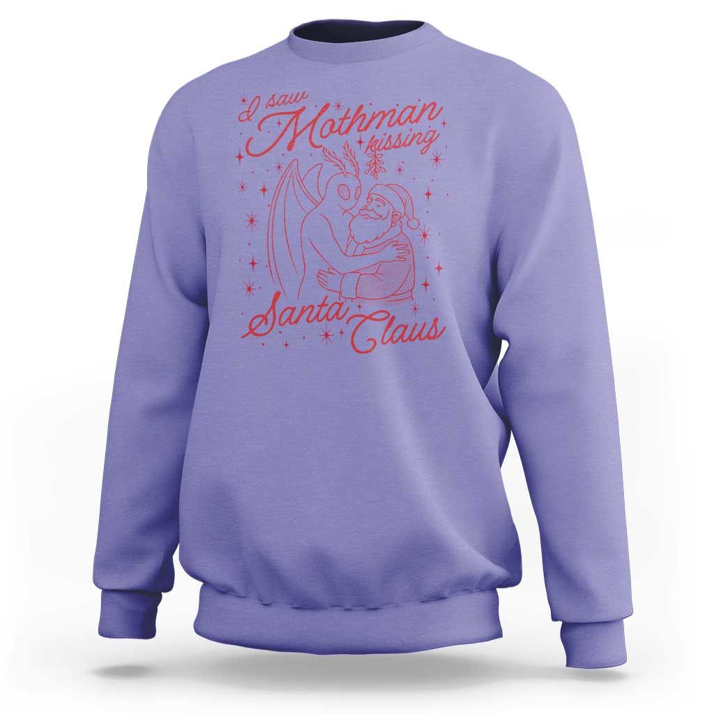 I Saw Mothman Kissing Santa Claus Sweatshirt Funny Cryptid Christmas Gag Gift - Wonder Print Shop