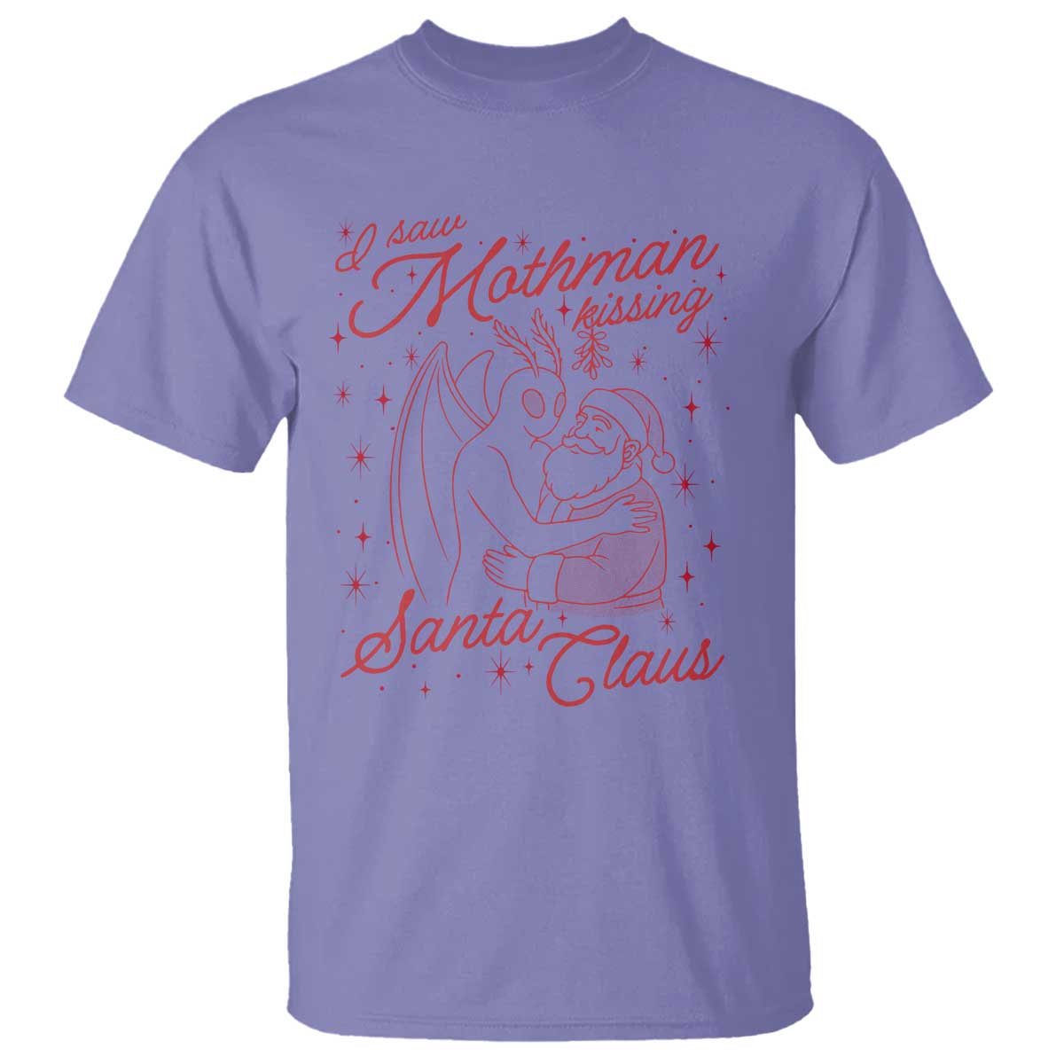 I Saw Mothman Kissing Santa Claus T Shirt Funny Cryptid Christmas Gag Gift - Wonder Print Shop