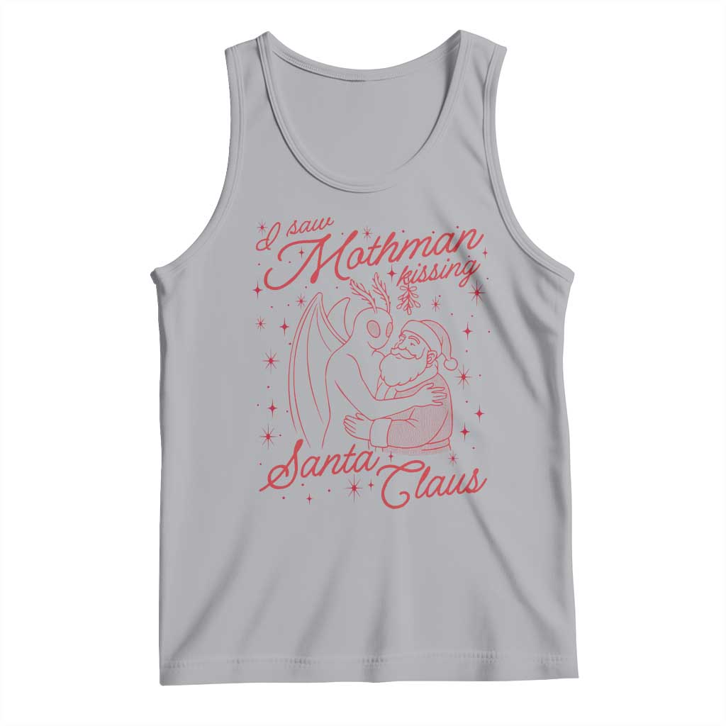 I Saw Mothman Kissing Santa Claus Tank Top Funny Cryptid Christmas Gag Gift - Wonder Print Shop