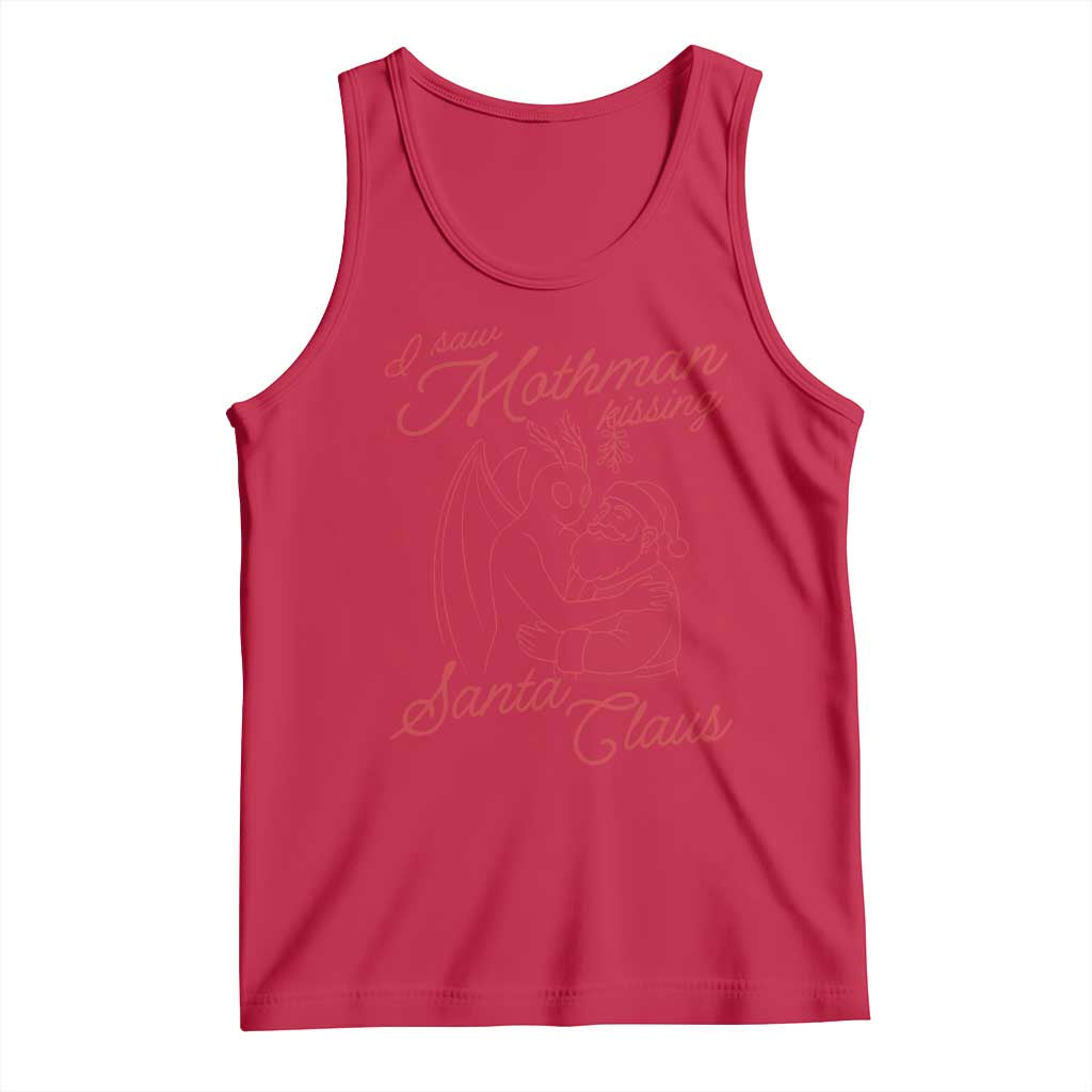 I Saw Mothman Kissing Santa Claus Tank Top Funny Cryptid Christmas Gag Gift - Wonder Print Shop