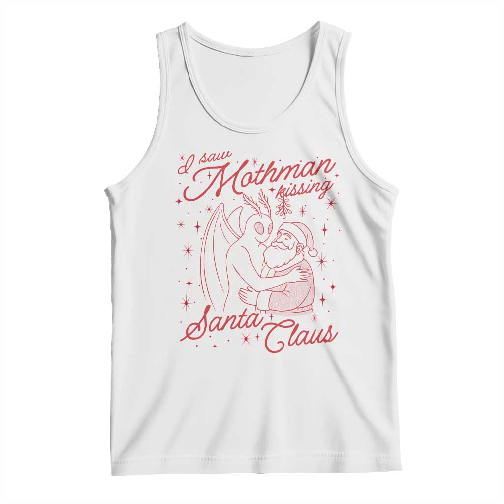 I Saw Mothman Kissing Santa Claus Tank Top Funny Cryptid Christmas Gag Gift - Wonder Print Shop