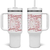I Saw Mothman Kissing Santa Claus Tumbler With Handle Funny Cryptid Christmas Gag Gift - Wonder Print Shop
