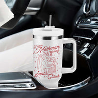 I Saw Mothman Kissing Santa Claus Tumbler With Handle Funny Cryptid Christmas Gag Gift - Wonder Print Shop