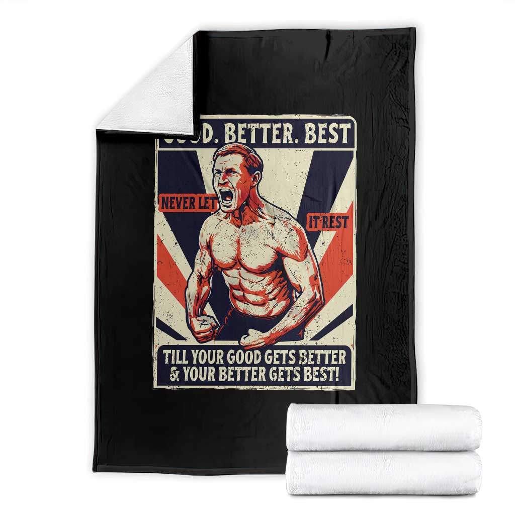 Good Better Best Shirtless Ben Throw Blanket Retro Funny Football Coach Meme Gift for Fans - Wonder Print Shop
