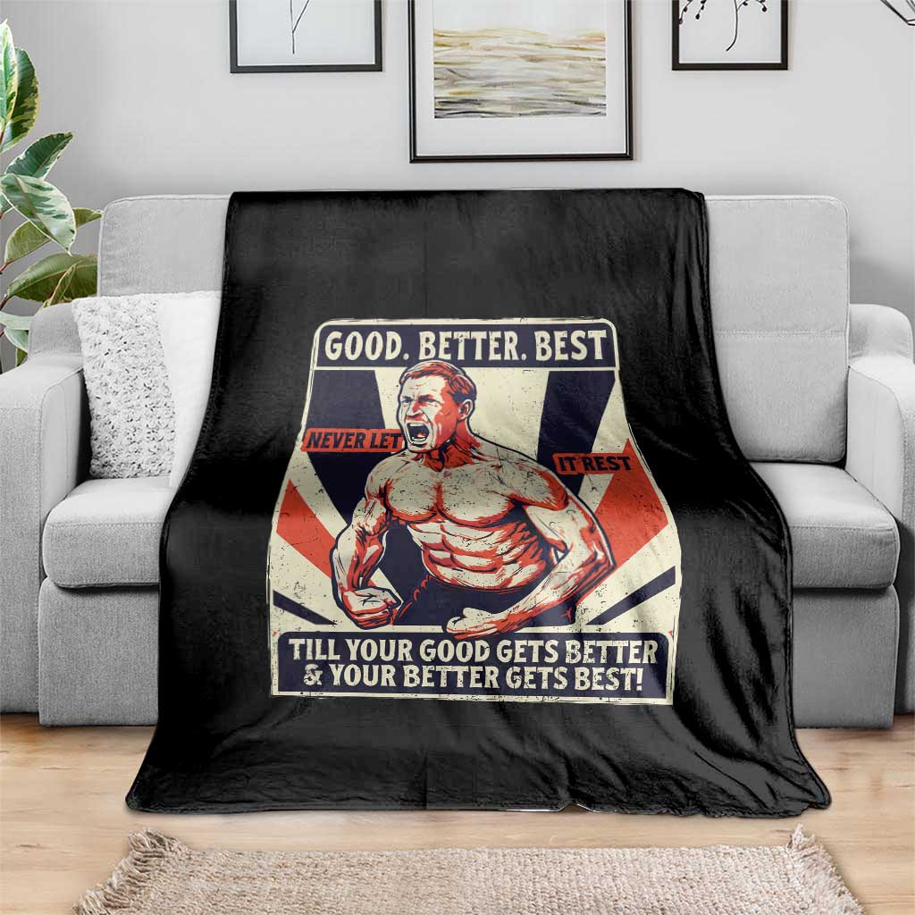 Good Better Best Shirtless Ben Throw Blanket Retro Funny Football Coach Meme Gift for Fans - Wonder Print Shop