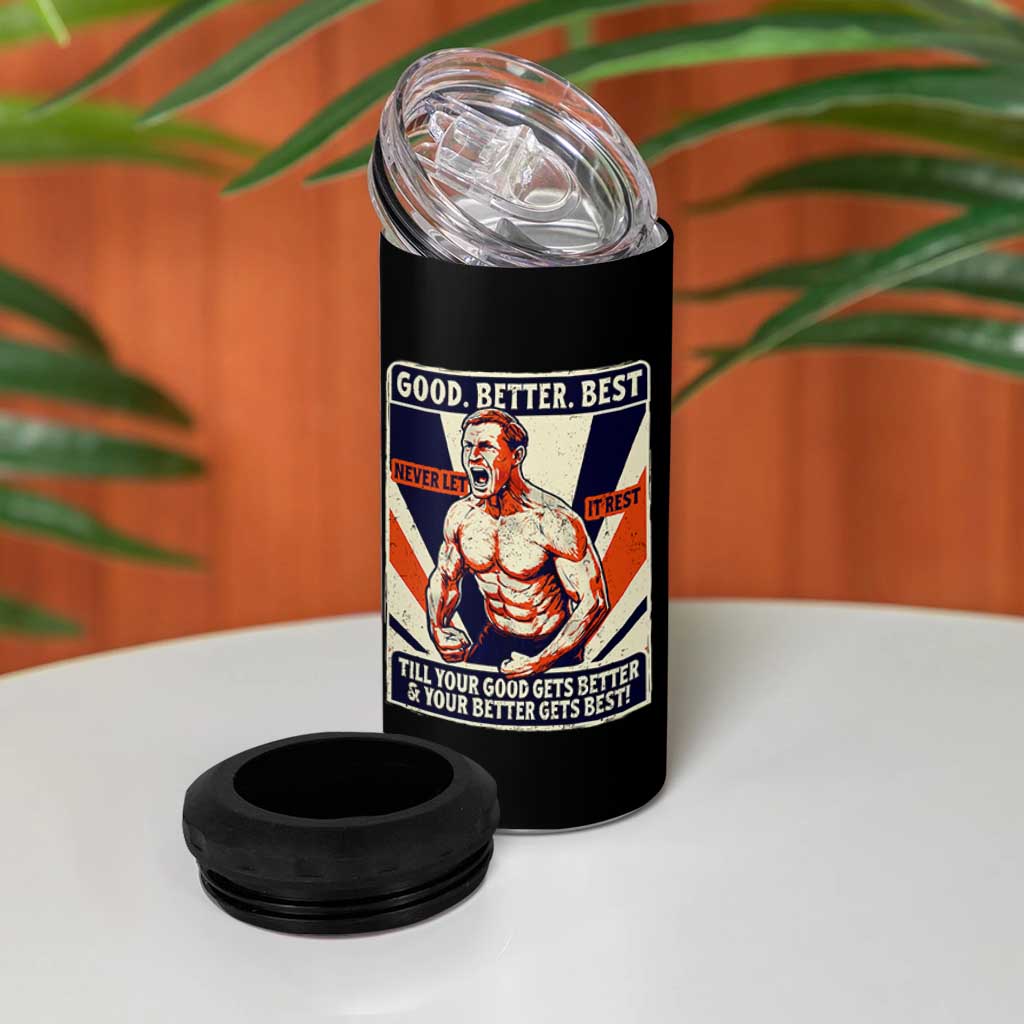 Good Better Best Shirtless Ben 4 in 1 Can Cooler Tumbler Retro Funny Football Coach Meme Gift for Fans - Wonder Print Shop