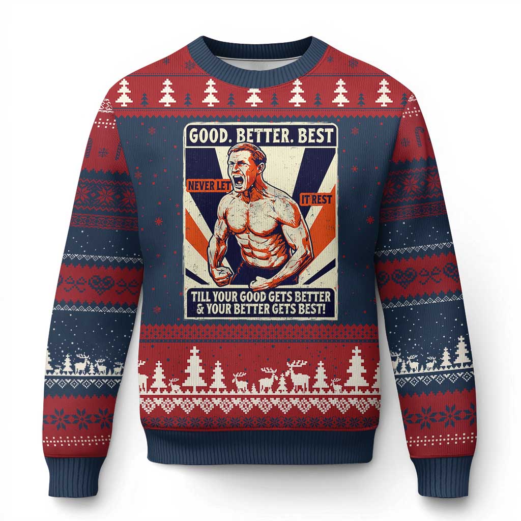 Good Better Best Shirtless Ben Ugly Christmas Sweater Retro Funny Football Coach Meme Gift for Fans - Wonder Print Shop