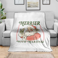 Merrier With Martinis Throw Blanket Funny Retro Santa Christmas Cocktail Lover - Wonder Print Shop