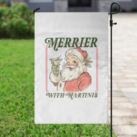 Merrier With Martinis Garden Flag Funny Retro Santa Christmas Cocktail Lover - Wonder Print Shop