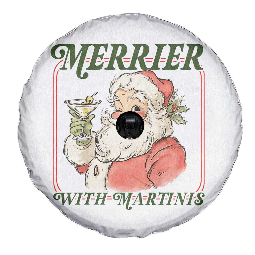 Merrier With Martinis Spare Tire Cover Funny Retro Santa Christmas Cocktail Lover - Wonder Print Shop