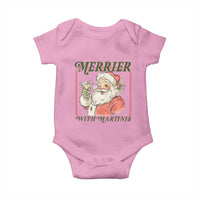 Merrier With Martinis Baby Onesie Funny Retro Santa Christmas Cocktail Lover - Wonder Print Shop
