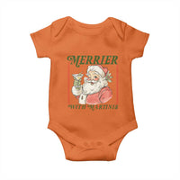 Merrier With Martinis Baby Onesie Funny Retro Santa Christmas Cocktail Lover - Wonder Print Shop