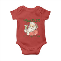 Merrier With Martinis Baby Onesie Funny Retro Santa Christmas Cocktail Lover - Wonder Print Shop