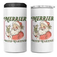 Merrier With Martinis 4 in 1 Can Cooler Tumbler Funny Retro Santa Christmas Cocktail Lover - Wonder Print Shop