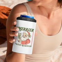 Merrier With Martinis 4 in 1 Can Cooler Tumbler Funny Retro Santa Christmas Cocktail Lover - Wonder Print Shop