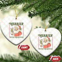 Merrier With Martinis Ceramic Ornament Funny Retro Santa Christmas Cocktail Lover - Wonder Print Shop