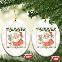 Merrier With Martinis Ceramic Ornament Funny Retro Santa Christmas Cocktail Lover - Wonder Print Shop