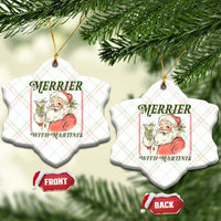 Merrier With Martinis Ceramic Ornament Funny Retro Santa Christmas Cocktail Lover - Wonder Print Shop