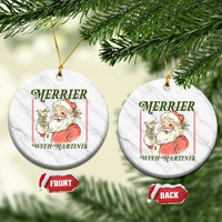 Merrier With Martinis Ceramic Ornament Funny Retro Santa Christmas Cocktail Lover - Wonder Print Shop