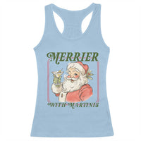Merrier With Martinis Racerback Tank Top Funny Retro Santa Christmas Cocktail Lover - Wonder Print Shop