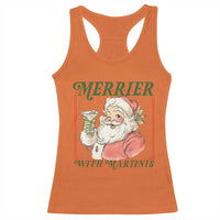 Merrier With Martinis Racerback Tank Top Funny Retro Santa Christmas Cocktail Lover - Wonder Print Shop