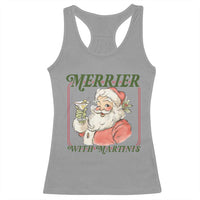 Merrier With Martinis Racerback Tank Top Funny Retro Santa Christmas Cocktail Lover - Wonder Print Shop
