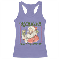 Merrier With Martinis Racerback Tank Top Funny Retro Santa Christmas Cocktail Lover - Wonder Print Shop