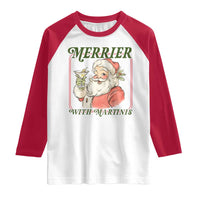 Merrier With Martinis Raglan Shirt Funny Retro Santa Christmas Cocktail Lover - Wonder Print Shop