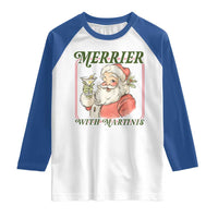 Merrier With Martinis Raglan Shirt Funny Retro Santa Christmas Cocktail Lover - Wonder Print Shop