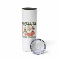 Merrier With Martinis Skinny Tumbler Funny Retro Santa Christmas Cocktail Lover - Wonder Print Shop