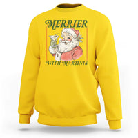 Merrier With Martinis Sweatshirt Funny Retro Santa Christmas Cocktail Lover - Wonder Print Shop