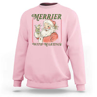 Merrier With Martinis Sweatshirt Funny Retro Santa Christmas Cocktail Lover - Wonder Print Shop