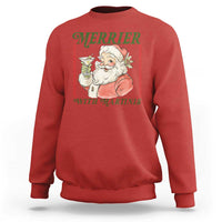 Merrier With Martinis Sweatshirt Funny Retro Santa Christmas Cocktail Lover - Wonder Print Shop