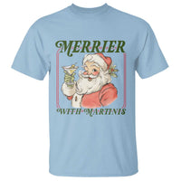 Merrier With Martinis T Shirt Funny Retro Santa Christmas Cocktail Lover - Wonder Print Shop