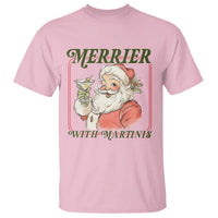 Merrier With Martinis T Shirt Funny Retro Santa Christmas Cocktail Lover - Wonder Print Shop