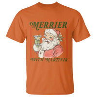 Merrier With Martinis T Shirt Funny Retro Santa Christmas Cocktail Lover - Wonder Print Shop