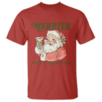Merrier With Martinis T Shirt Funny Retro Santa Christmas Cocktail Lover - Wonder Print Shop