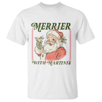 Merrier With Martinis T Shirt Funny Retro Santa Christmas Cocktail Lover - Wonder Print Shop